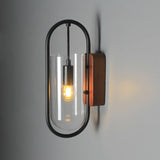 Modern Clear Glass Cylinder Metal LED Wall Sconce Image - 6