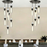 Modern Clear Glass Cylinder Pendant Light Dining Room Image - 3