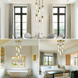 Modern Clear Glass Cylinder Pendant Light Dining Room Image - 5