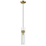 Modern Clear Glass Cylinder Pendant Light Dining Room Image - 6