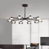 Modern Clear Glass Cylinder Round Chandelier Living Room Image - 3