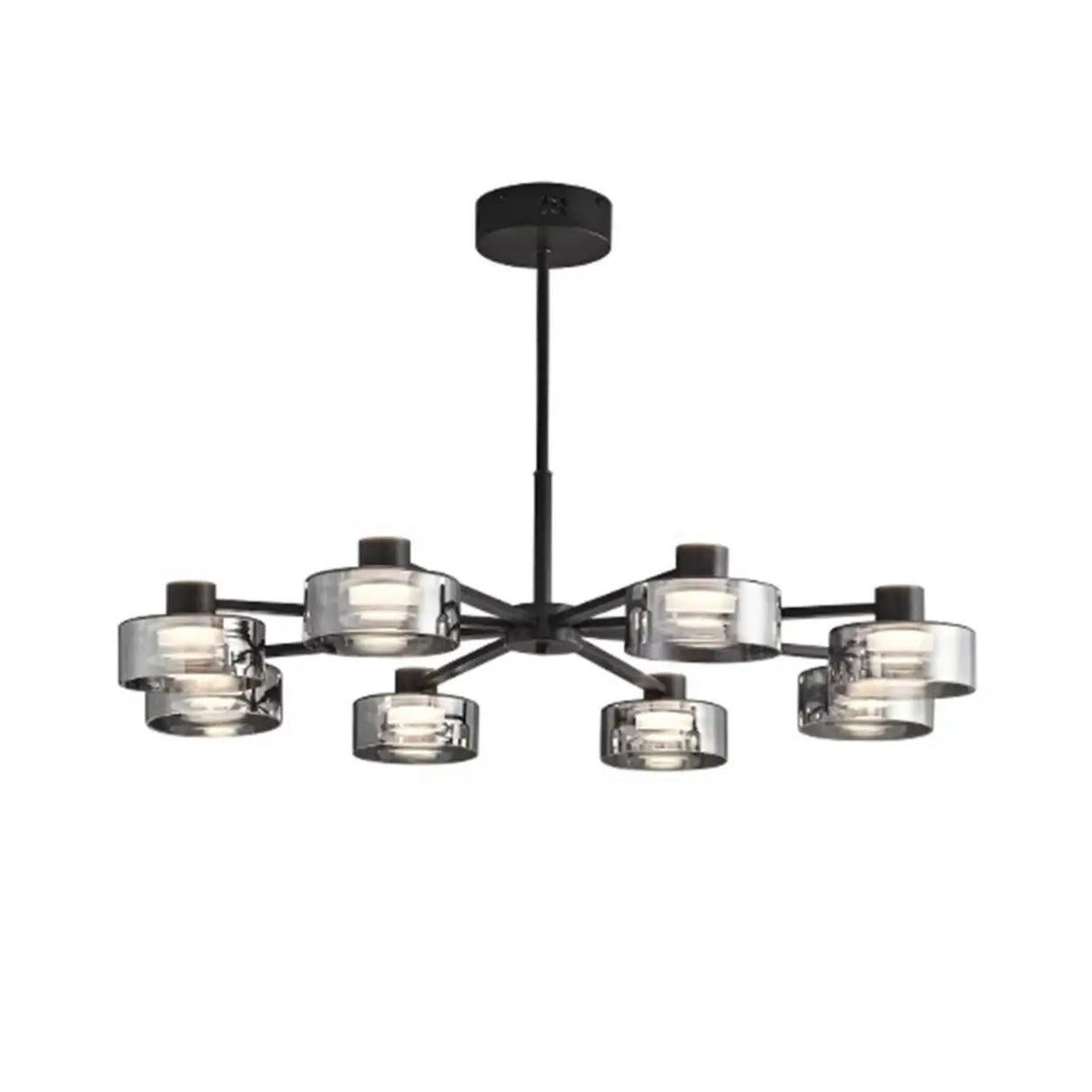 Modern Clear Glass Cylinder Round Chandelier Living Room Image - 6