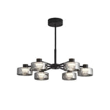 Modern Clear Glass Cylinder Round Chandelier Living Room Image - 7