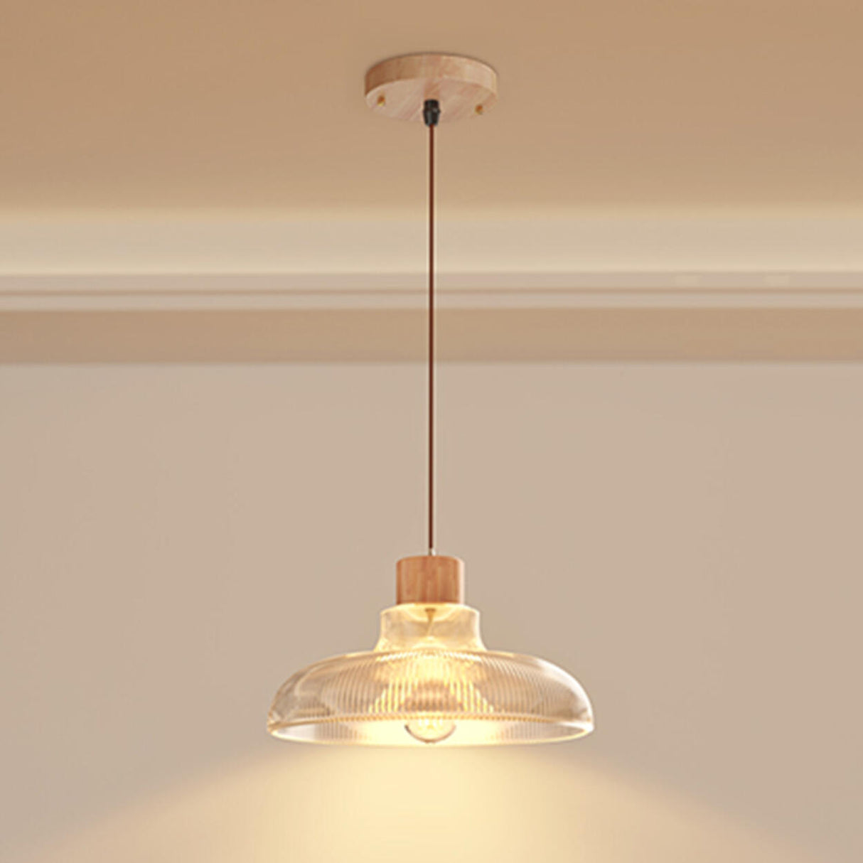 Modern Clear Glass Dome Adjustable Height Pendant Light Image - 4