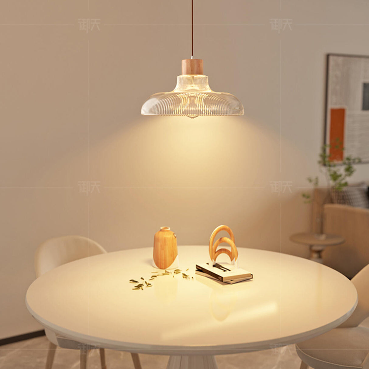 Modern Clear Glass Dome Adjustable Height Pendant Light Image - 7