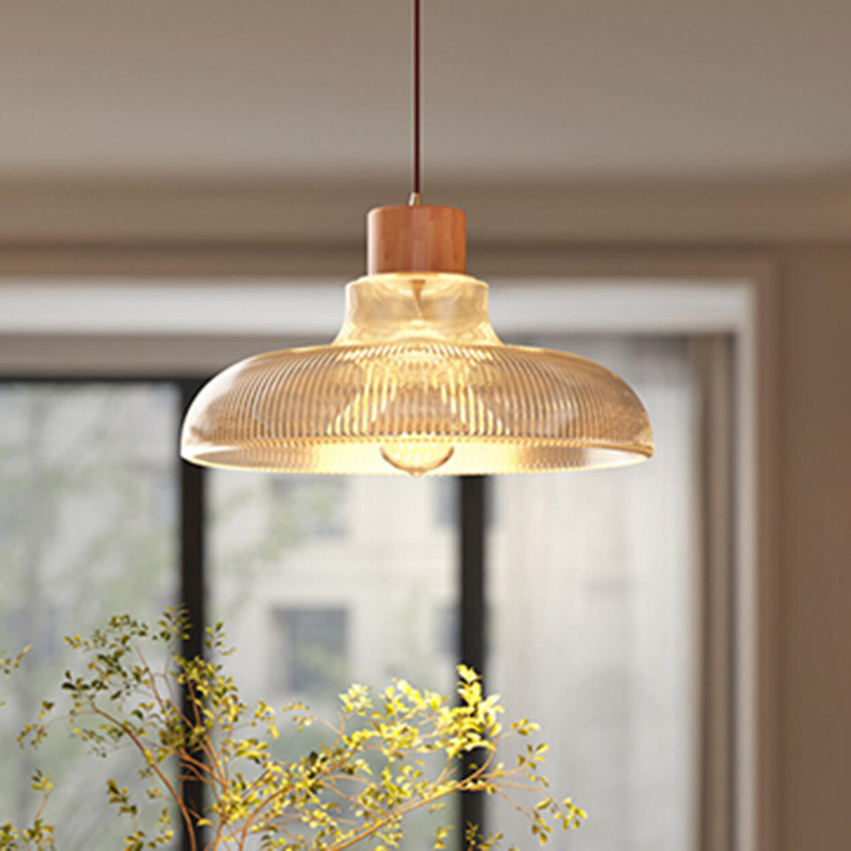 Modern Clear Glass Dome Adjustable Height Pendant Light Image - 8