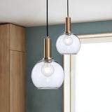 Modern Clear Glass Dome Dining Room Pendant Light Image - 10