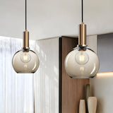 Modern Clear Glass Dome Dining Room Pendant Light Image - 15