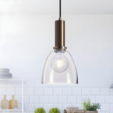 Modern Clear Glass Dome Dining Room Pendant Light Image - 2