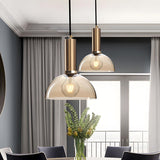 Modern Clear Glass Dome Dining Room Pendant Light Image - 22