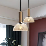 Modern Clear Glass Dome Dining Room Pendant Light Image - 23