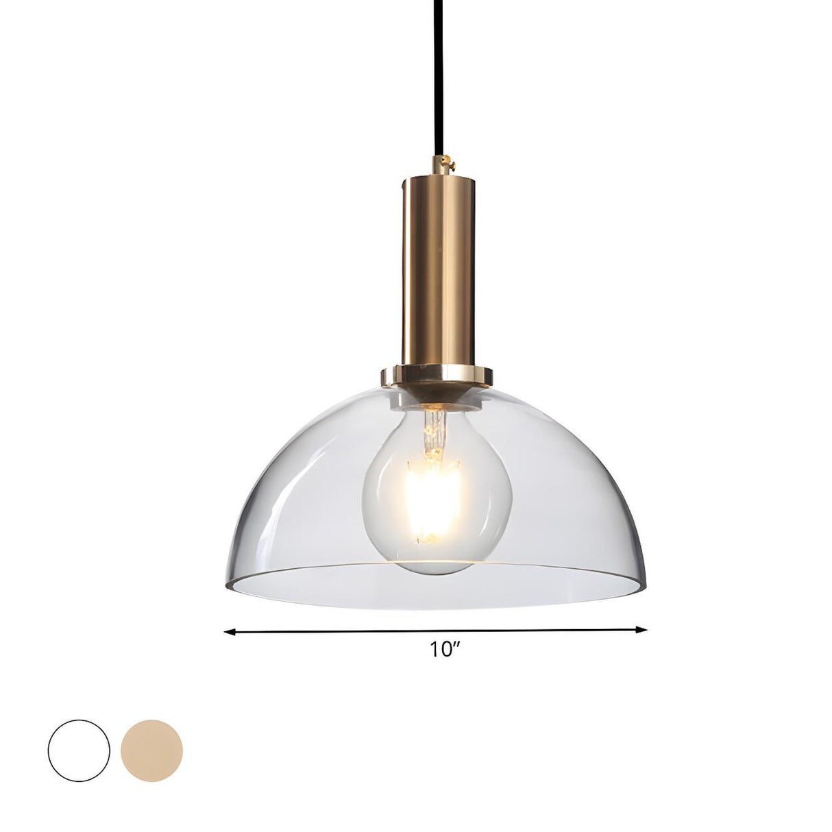 Modern Clear Glass Dome Dining Room Pendant Light 