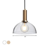 Modern Clear Glass Dome Dining Room Pendant Light #size