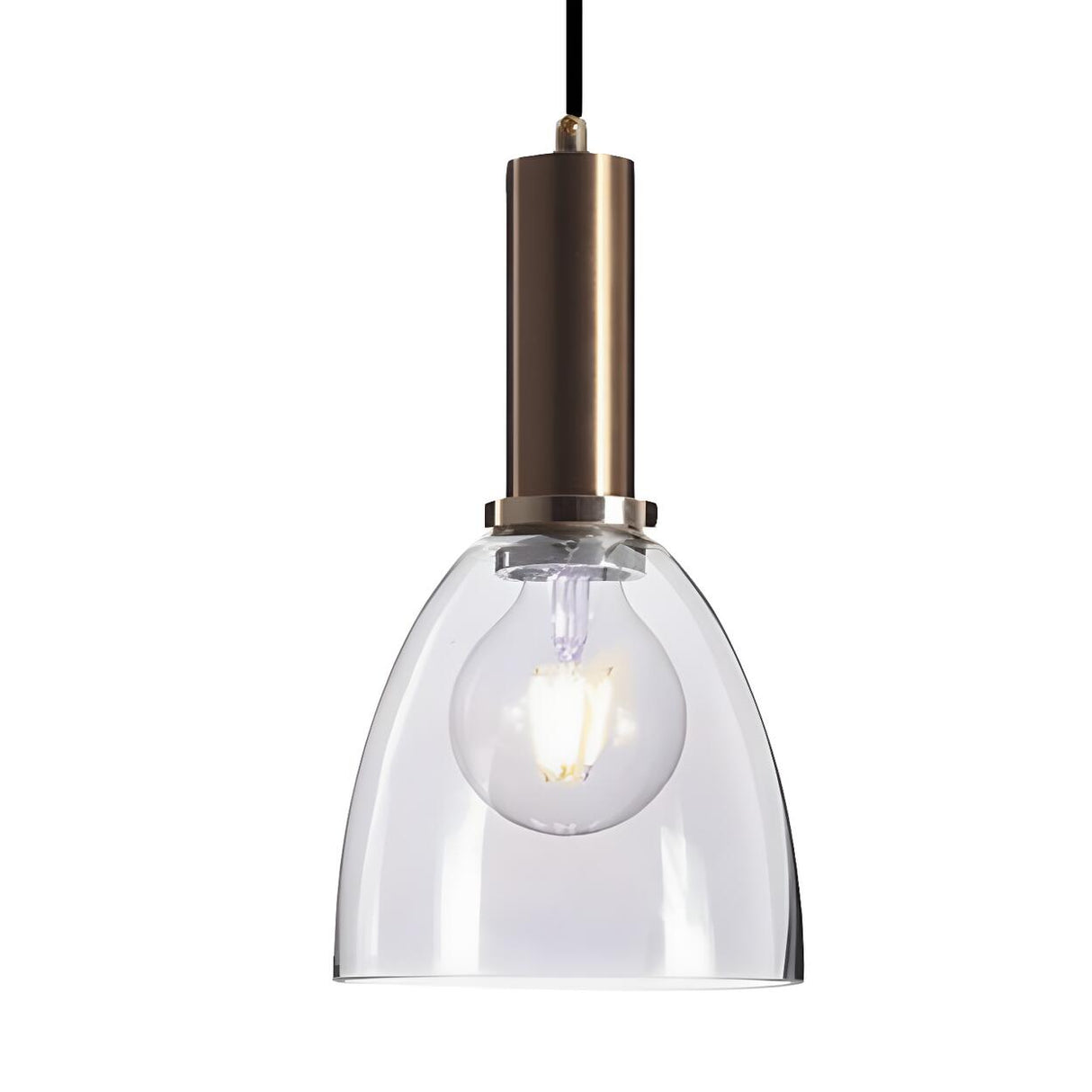 Modern Clear Glass Dome Dining Room Pendant Light Image - 4