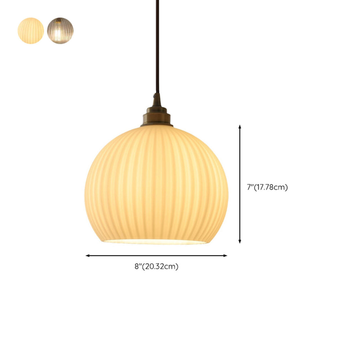 Modern Clear Glass Dome Ribbed Glass Globe Pendant Lights 