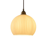 Modern Clear Glass Dome Ribbed Glass Globe Pendant Lights Image - 5