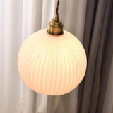 Modern Clear Glass Dome Ribbed Glass Globe Pendant Lights Image - 6