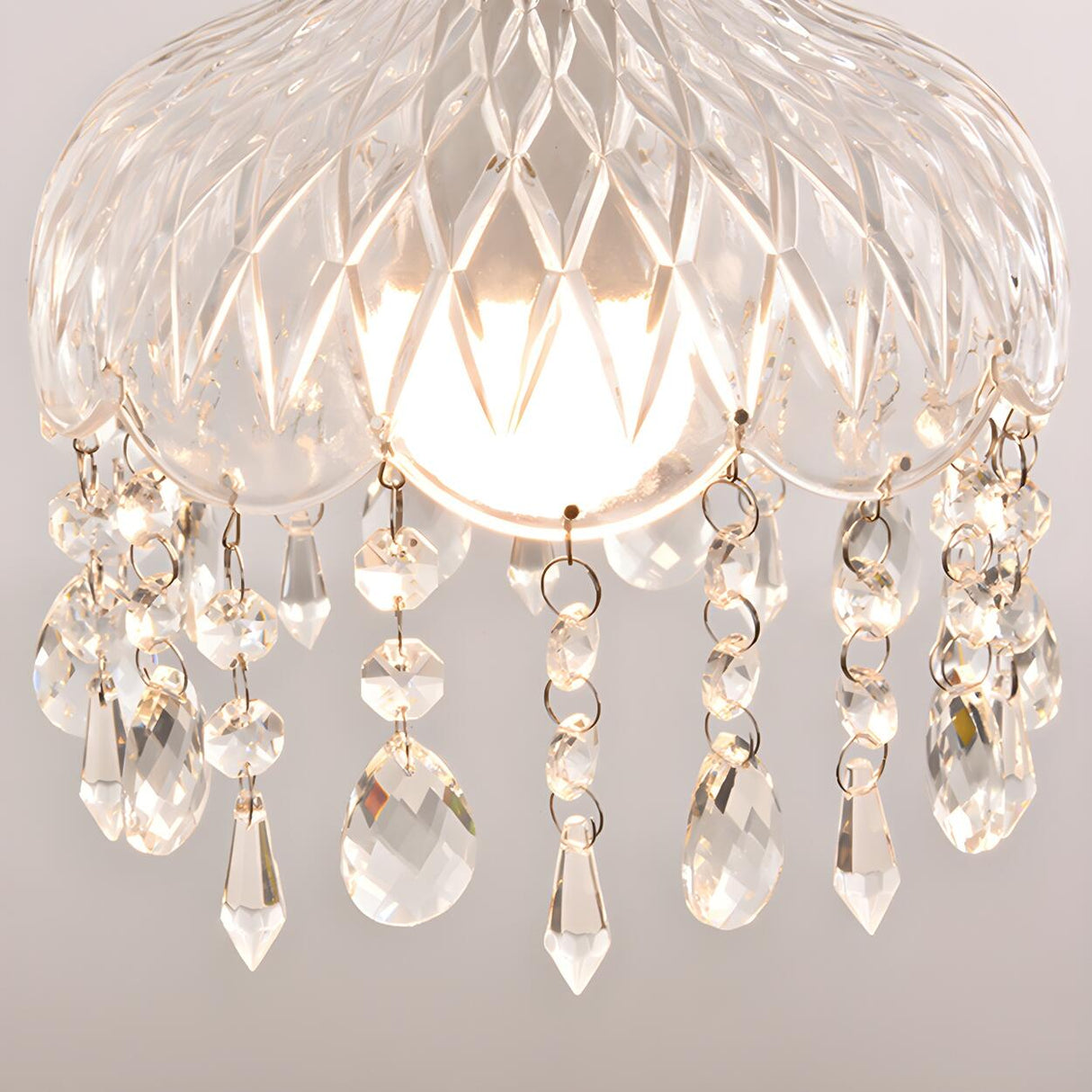 Modern Clear Glass Dome Semi Flush Hallway Pendant Light Image - 10