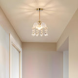 Modern Clear Glass Dome Semi Flush Hallway Pendant Light Image - 3