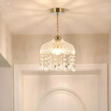 Modern Clear Glass Dome Semi Flush Hallway Pendant Light Image - 4