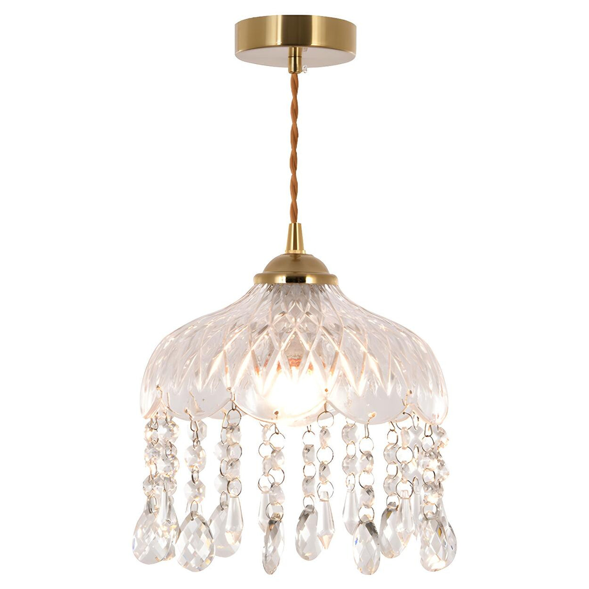 Modern Clear Glass Dome Semi Flush Hallway Pendant Light Image - 7