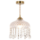 Modern Clear Glass Dome Semi Flush Hallway Pendant Light Image - 7