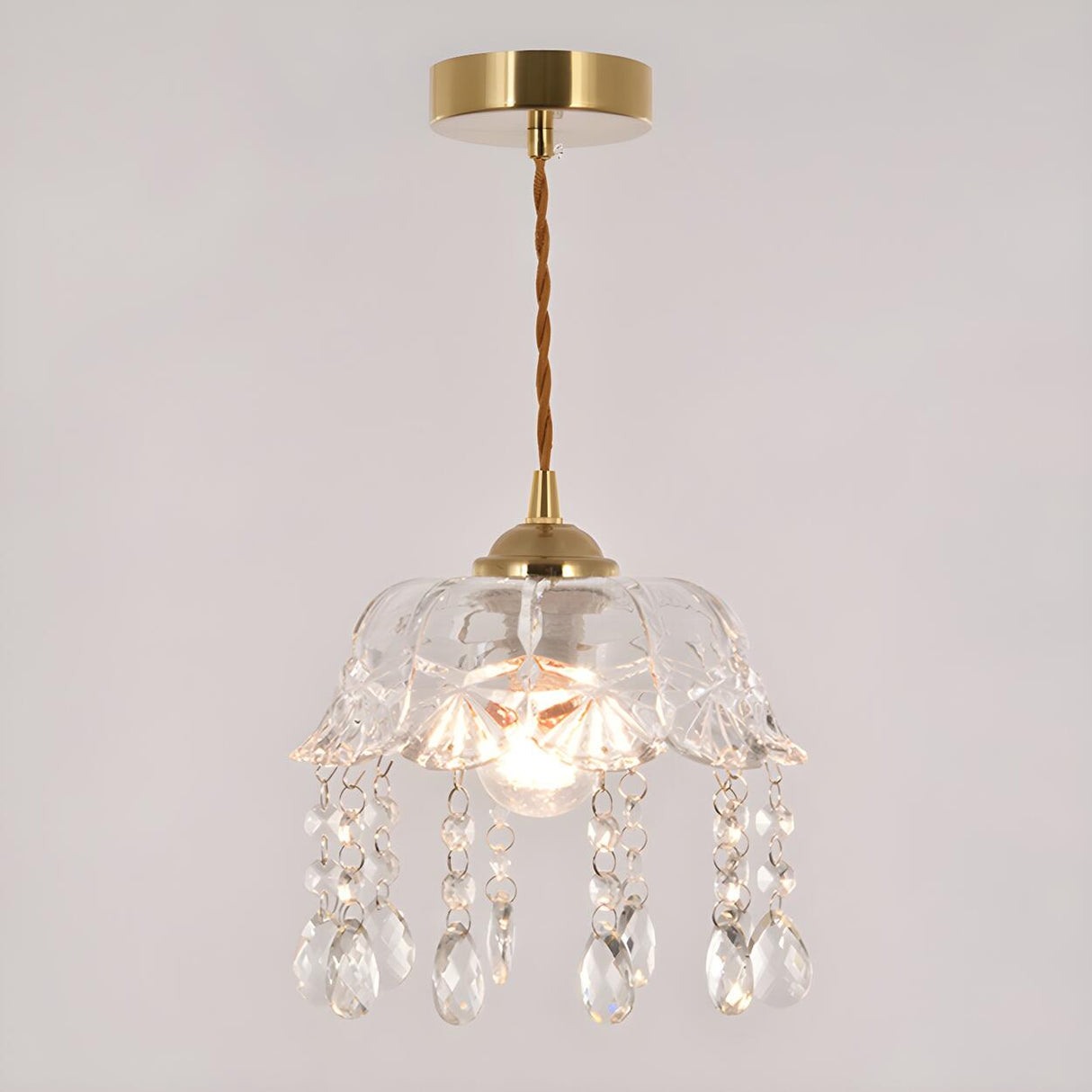 Modern Clear Glass Dome Semi Flush Hallway Pendant Light Image - 8