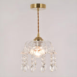 Modern Clear Glass Dome Semi Flush Hallway Pendant Light Image - 8