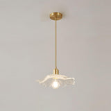 Modern Clear Glass Flower Gold Metal Pendant Light Image - 1