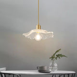 Modern Clear Glass Flower Gold Metal Pendant Light Image - 4