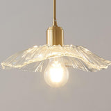 Modern Clear Glass Flower Gold Metal Pendant Light Image - 6