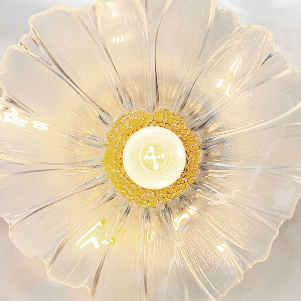 Modern Clear Glass Flower Gold Metal Pendant Light Image - 7