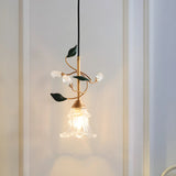 Modern Clear Glass Flower Round Bedroom Pendant Lights Image - 17