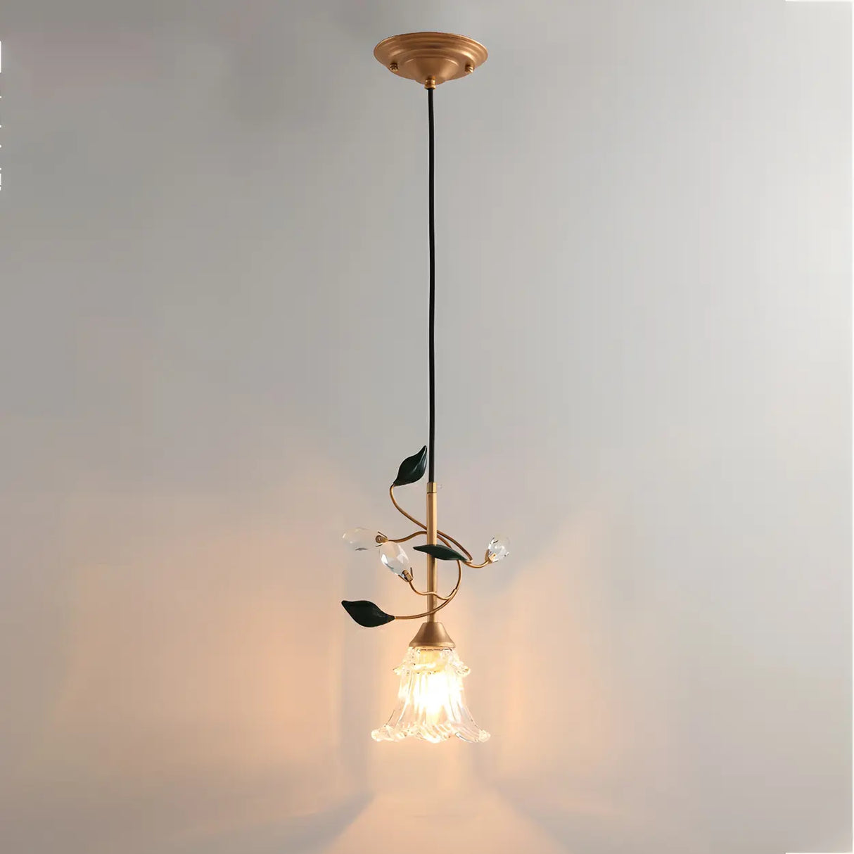 Modern Clear Glass Flower Round Bedroom Pendant Lights Image - 6