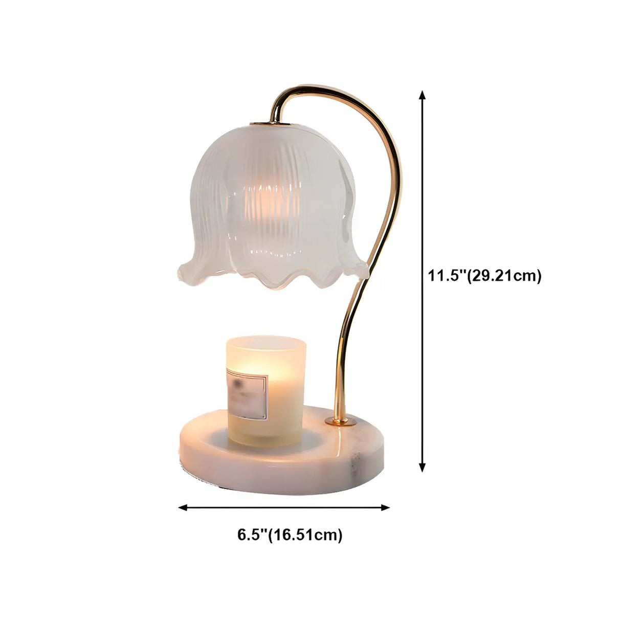 Modern Clear Glass Flower Shade Wood Base Table Lamp Image - 19