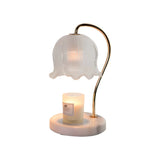 Modern Clear Glass Flower Shade Wood Base Table Lamp Image - 6