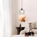 Modern Clear Glass Globe Pendant Light Adjustable Height Image - 1