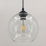 Modern Clear Glass Globe Pendant Light Adjustable Height Image - 2