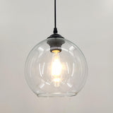 Modern Clear Glass Globe Pendant Light Adjustable Height Image - 5