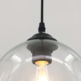 Modern Clear Glass Globe Pendant Light Adjustable Height Image - 7