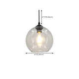 Modern Clear Glass Globe Pendant Light Adjustable Height #size