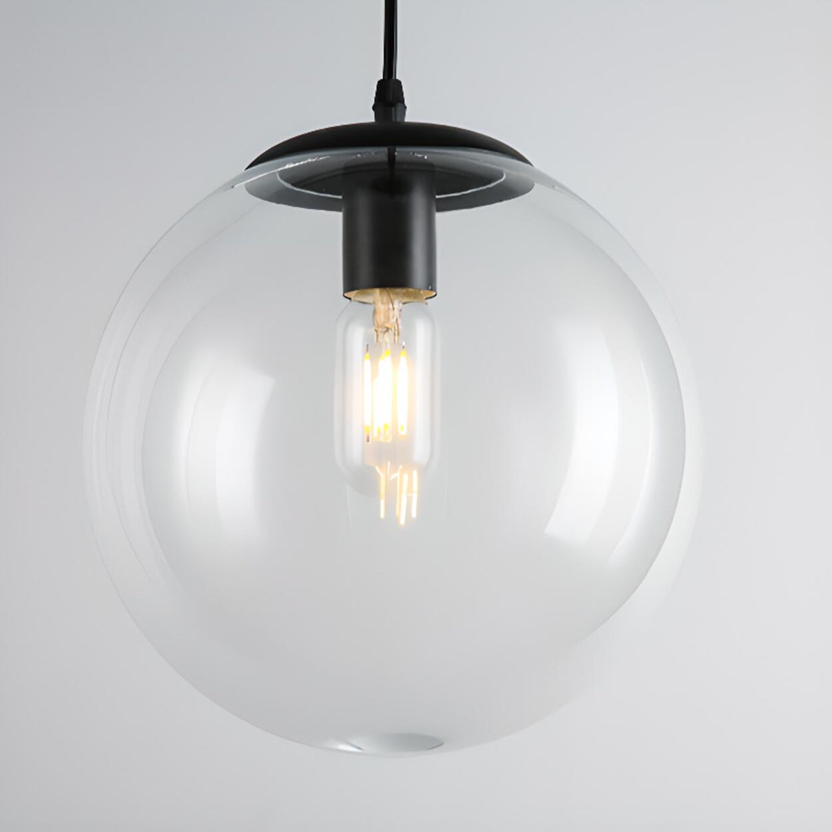 Modern Clear Glass Globe Pendant Light Flexible Length Image - 10