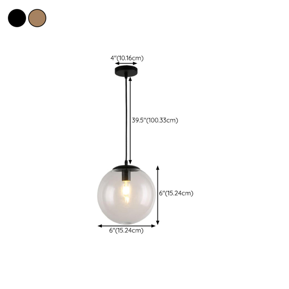 Modern Clear Glass Globe Pendant Light Flexible Length 