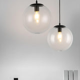 Modern Clear Glass Globe Pendant Light Flexible Length Image - 5