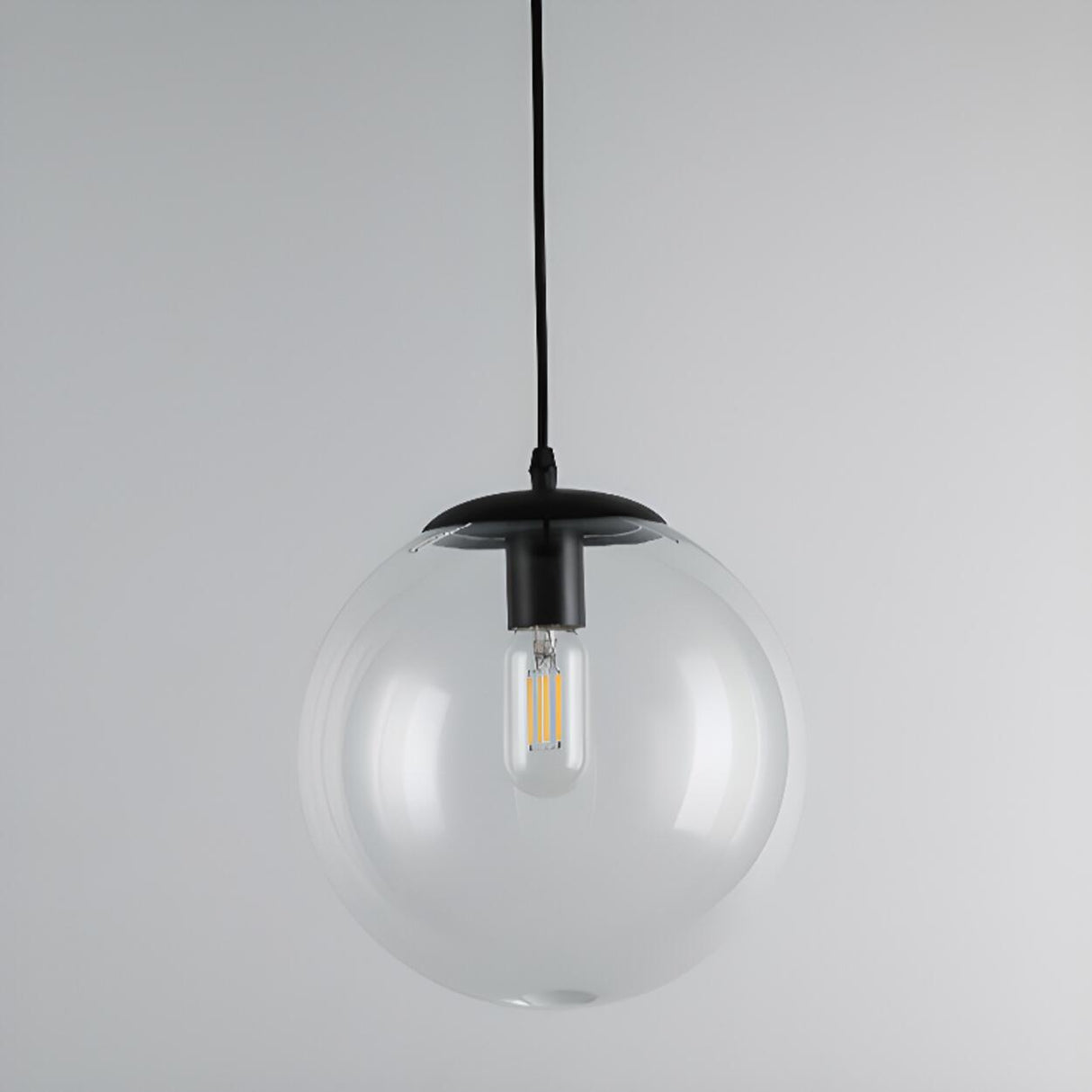 Modern Clear Glass Globe Pendant Light Flexible Length Image - 7