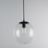 Modern Clear Glass Globe Pendant Light Flexible Length Image - 7