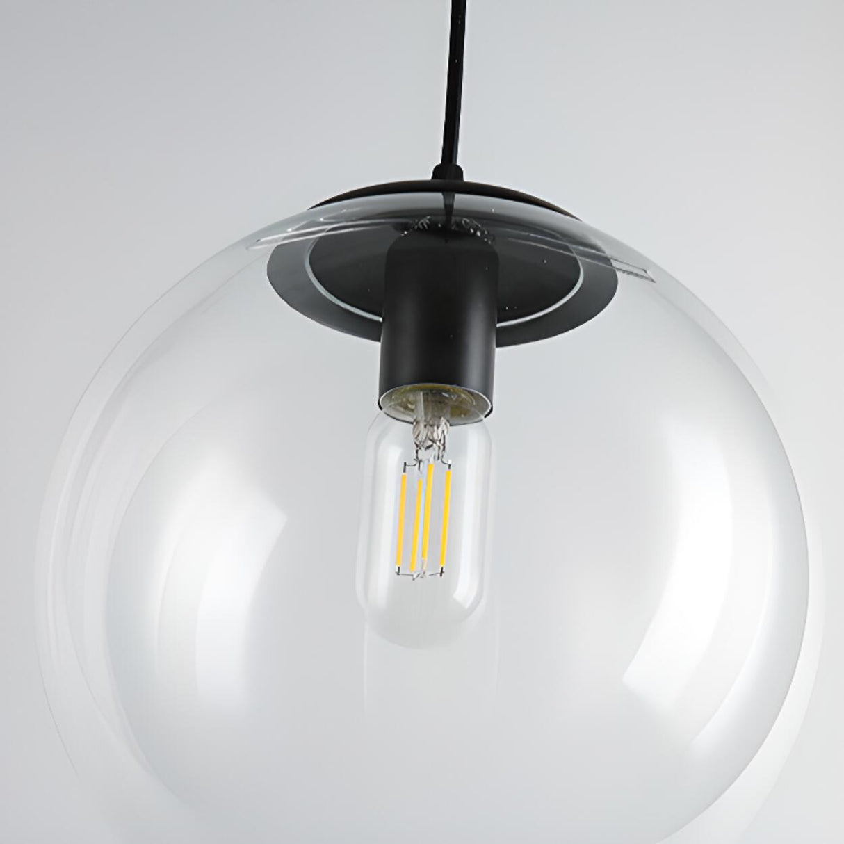 Modern Clear Glass Globe Pendant Light Flexible Length Image - 9