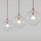 Modern Clear Glass Globe Pendant Light Set Flexible Length Image - 11