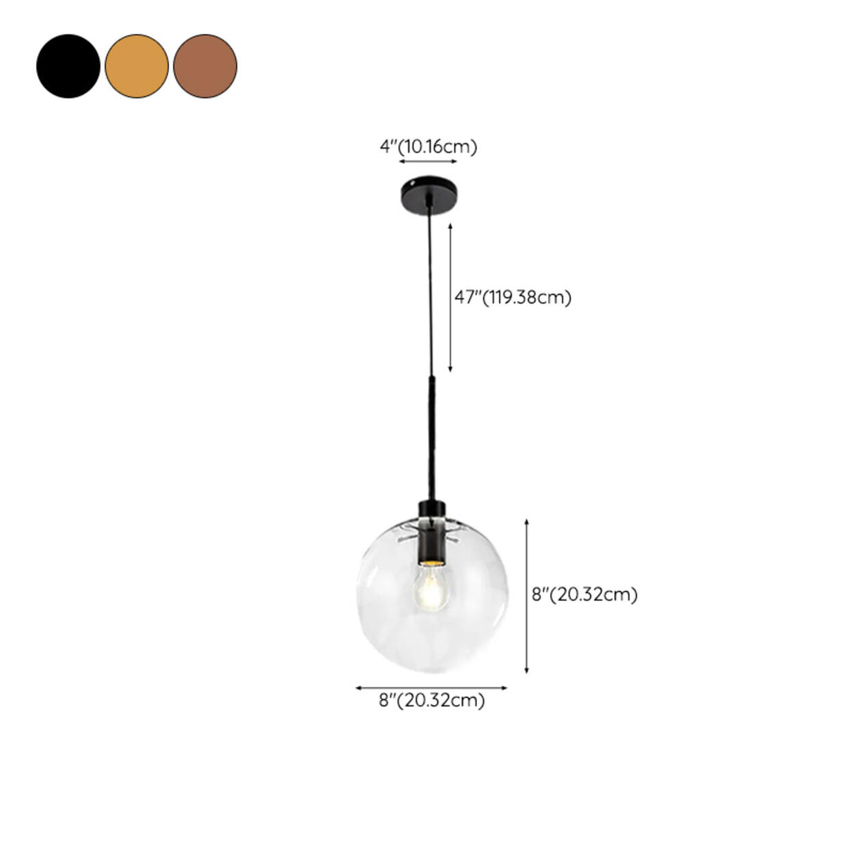 Modern Clear Glass Globe Pendant Light Set Flexible Length 