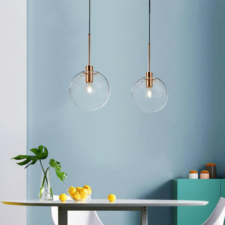 Modern Clear Glass Globe Pendant Light Set Flexible Length Image - 2